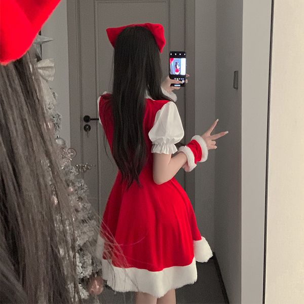 Disfraz de vestido rojo con lazo navideño ppf0106