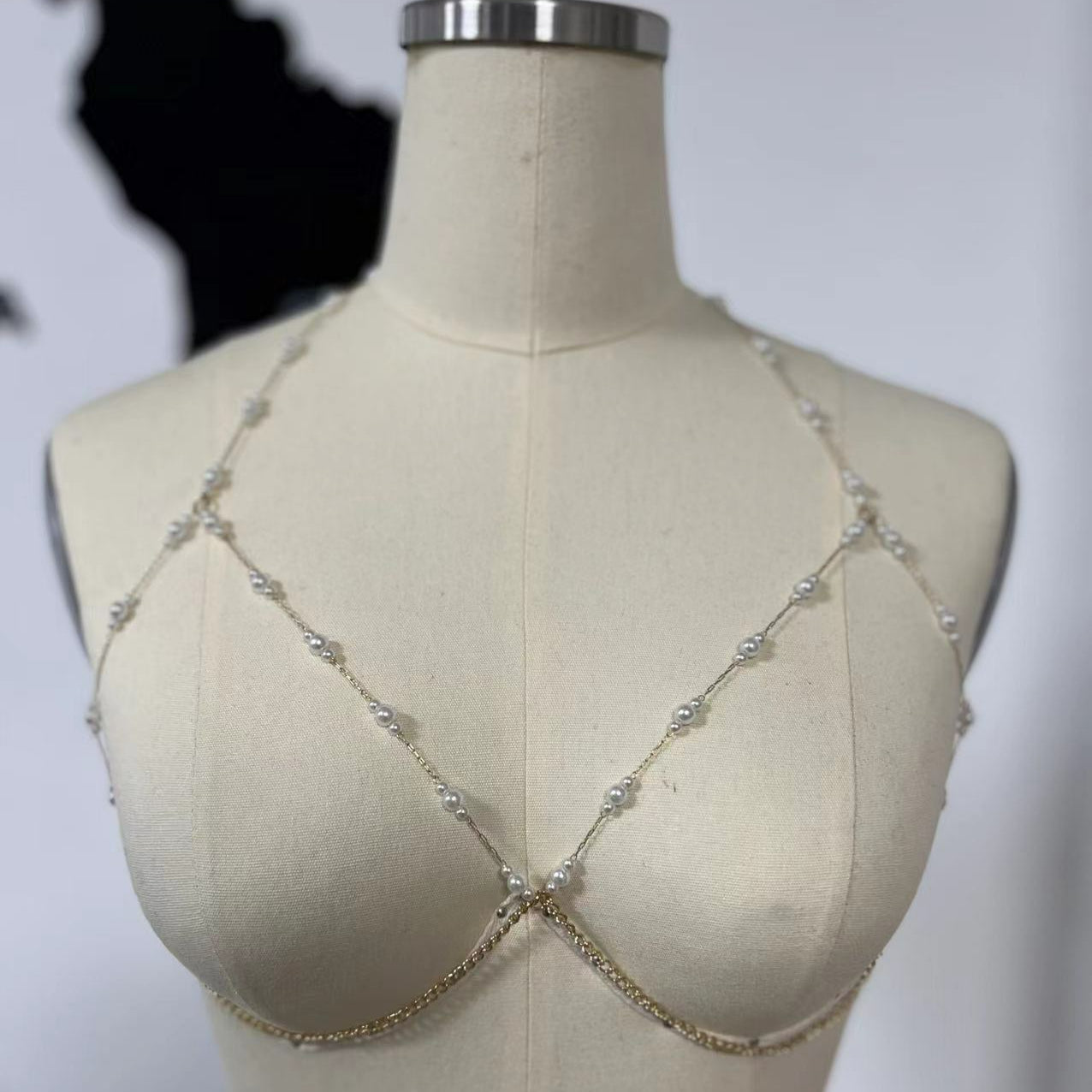 Pearl chest body chain ppf0170