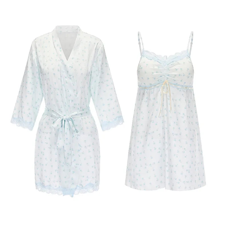 Blue Satin Nightgown Robe ppf0284