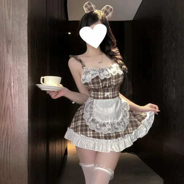 Kawaii Bear Maid Cosplay Costume - Sexy Lolita Dress with Ears Headband & Lace Apron | Cute Animal Roleplay Outfit for Women PPF0339