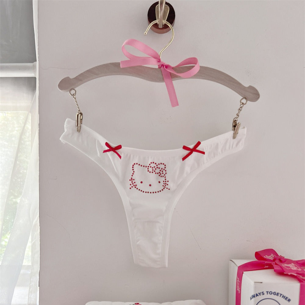 Cute HelloKitty Rhinestone Panties Tback ppf0059