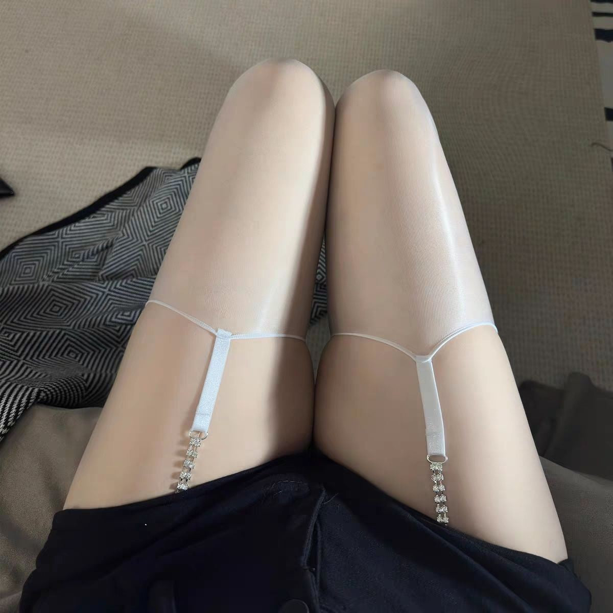 Rhinestone suspender stockings ppf0045