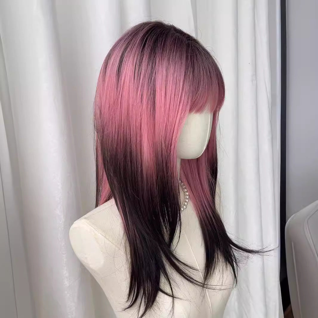 Pink gradient long hair wig ppf0208