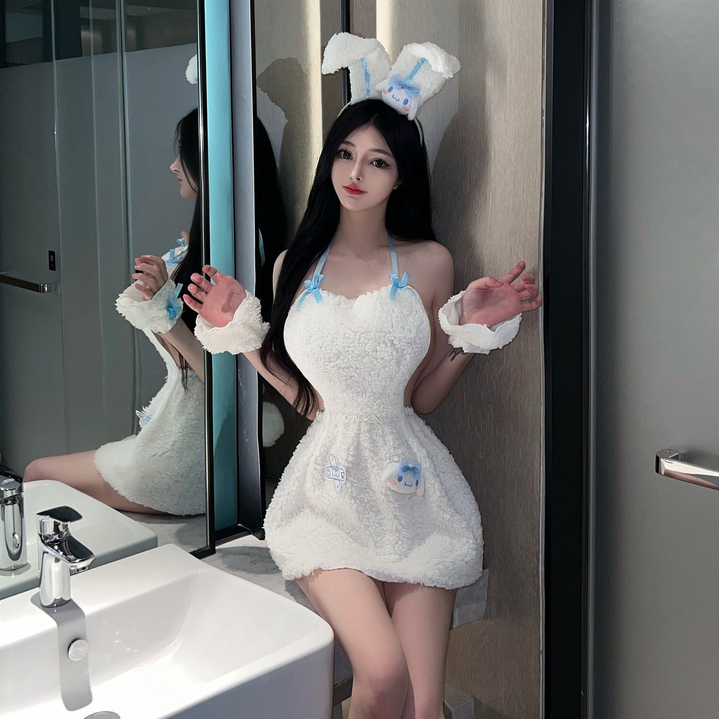 Blue maid apron dress ppf0252