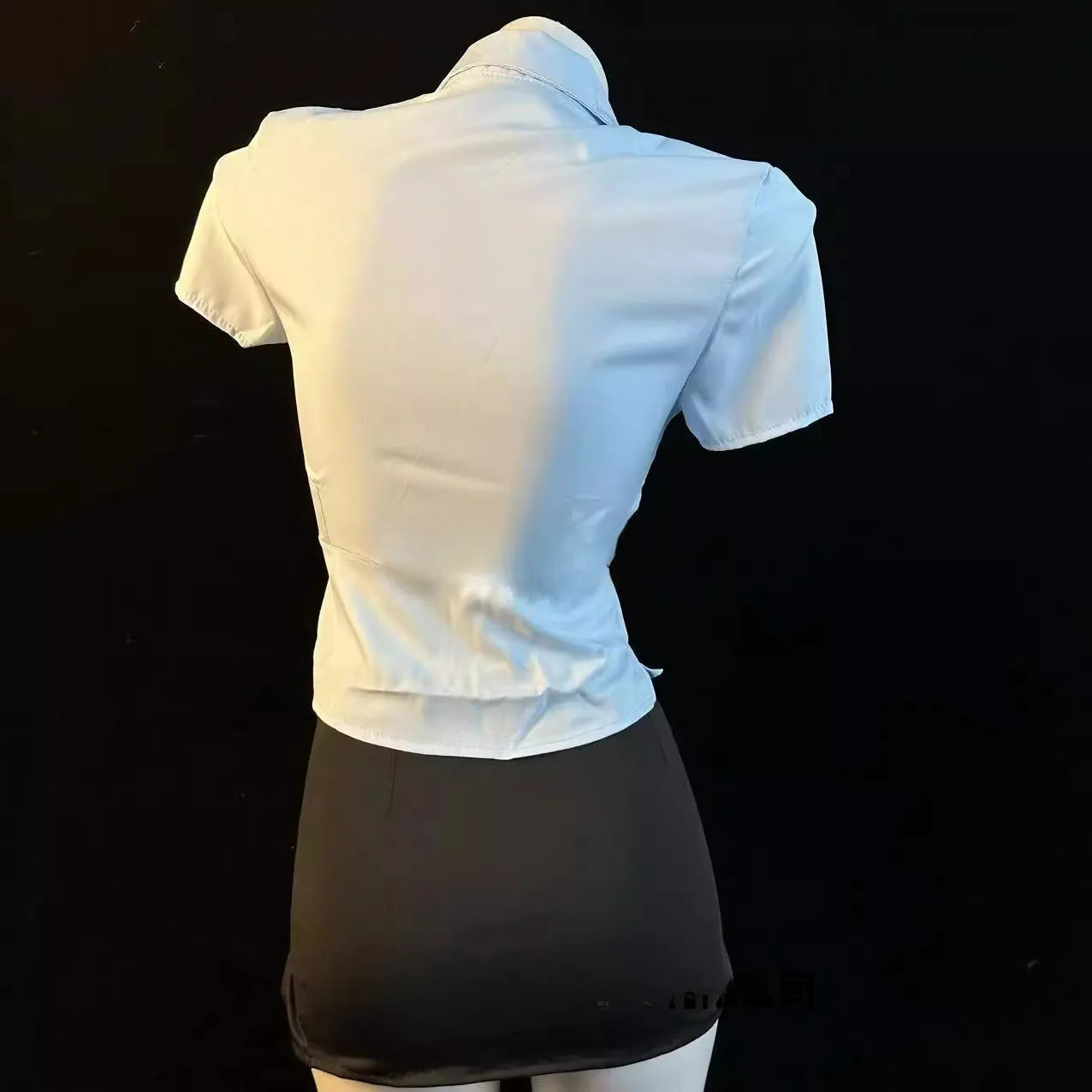 🚨 Sexy Cop Costume Set – Navy Blue Blouse + Black Mini Skirt & Thong | Police Lingerie-Style Roleplay Dress PPF0141