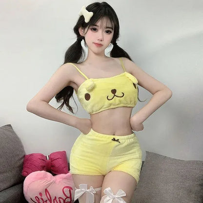 Cute Plush Sleeveless Pajama Set - Melody & Cinnamoroll Matching Vest & Shorts PPF0311