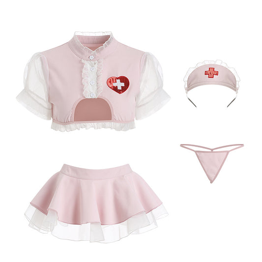 Cute Nurse Cosplay Lingerie Set – Sexy Role Play Costume With Headband PPF0307
