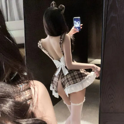 Kawaii Bear Maid Cosplay Costume - Sexy Lolita Dress with Ears Headband & Lace Apron | Cute Animal Roleplay Outfit for Women PPF0339