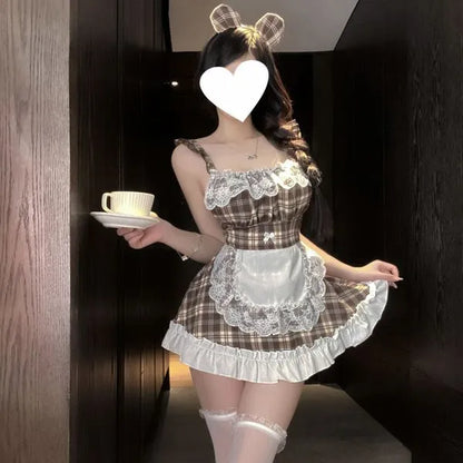 Kawaii Bear Maid Cosplay Costume - Sexy Lolita Dress with Ears Headband & Lace Apron | Cute Animal Roleplay Outfit for Women PPF0339