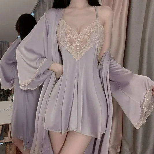 Luxury Slip Satin Lace Nightgown - Anniversary Lingerie PPF0299