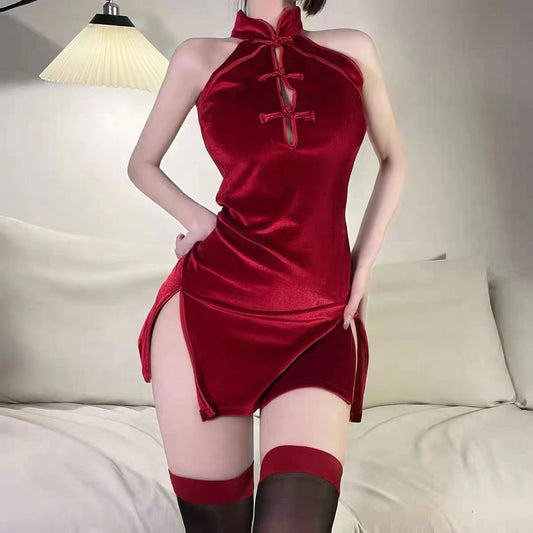 Retro velvet cheongsam costume ppf0124