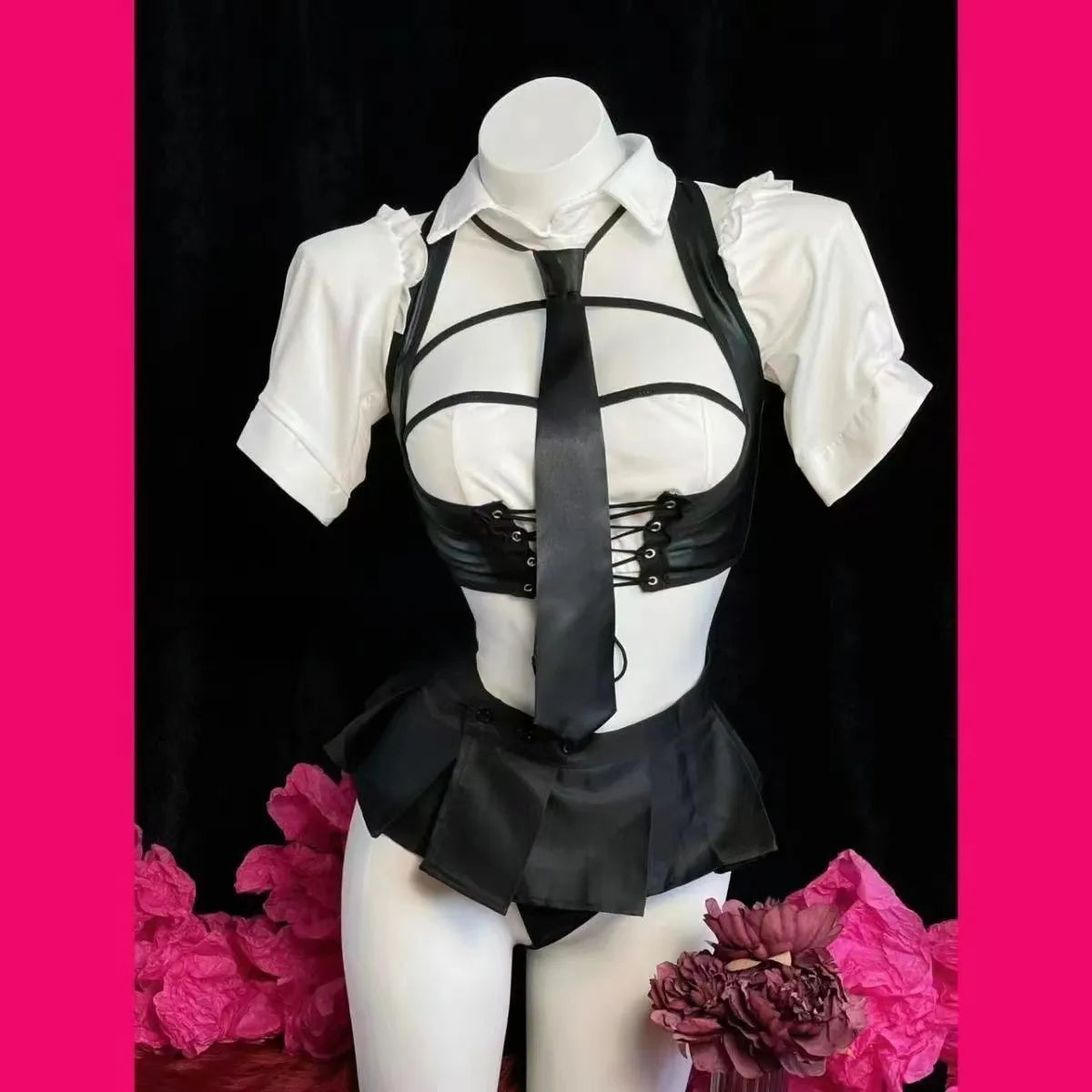 Sexy Police Officer Costume for Women - Roleplay Cop Uniform with Vest, Tie & Mini Skirt