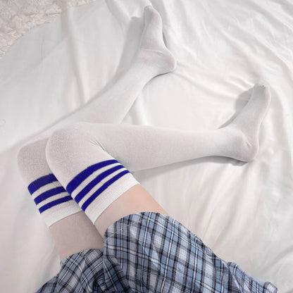 Sexy Schoolgirl Thigh High Socks – Striped Over-Knee Stockings for Cosplay & Lingerie PPF0305
